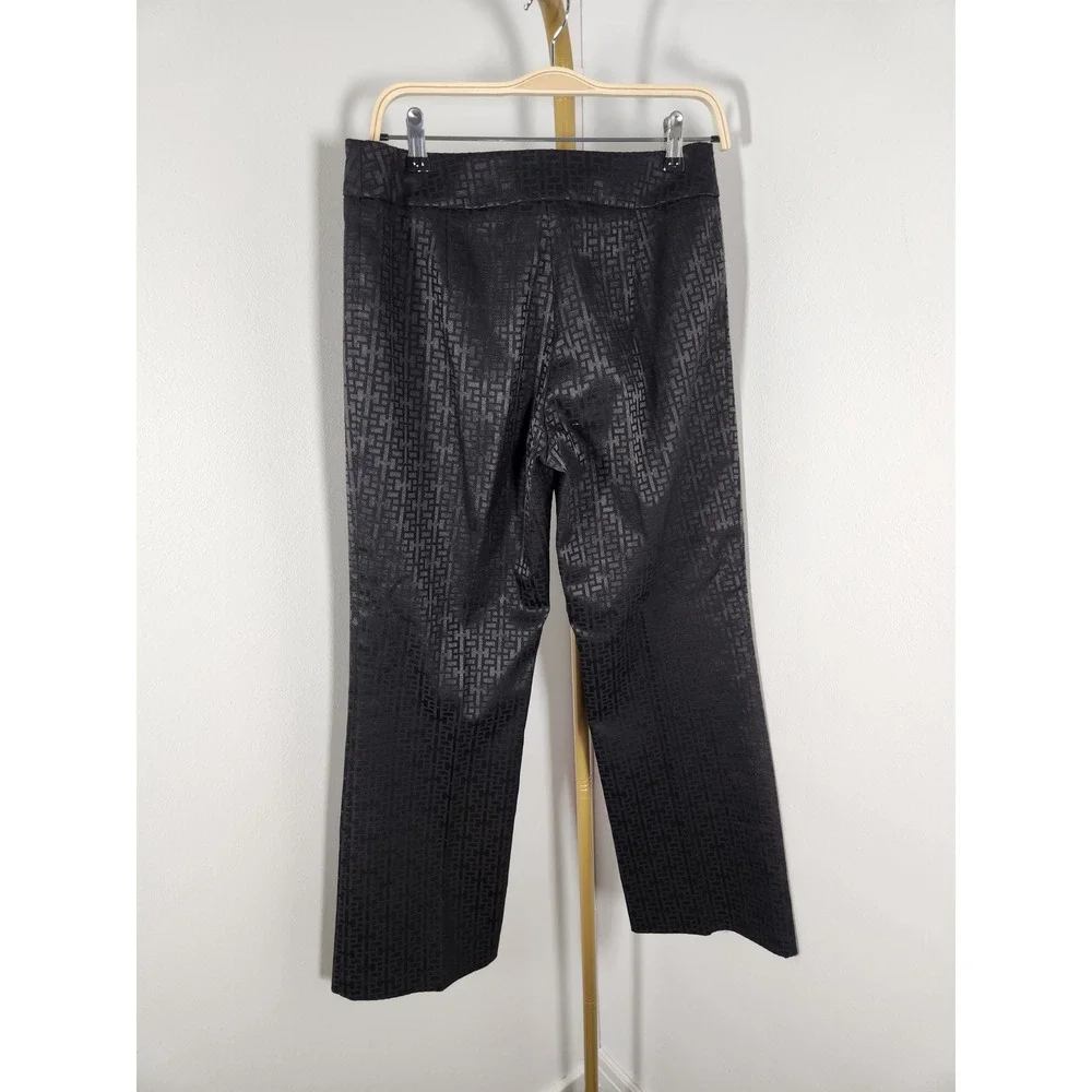 VTG Methode‎ Petite Black Geometric Embossed Wide Leg Dress Pants Size 8
